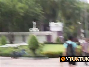 asian gal is seduced in public into going back to tourists hotel for fuckfest